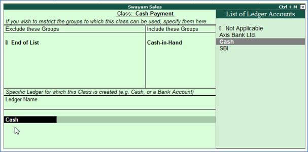 Voucher Classes for Payment and Receipt Voucher in TallyErp9